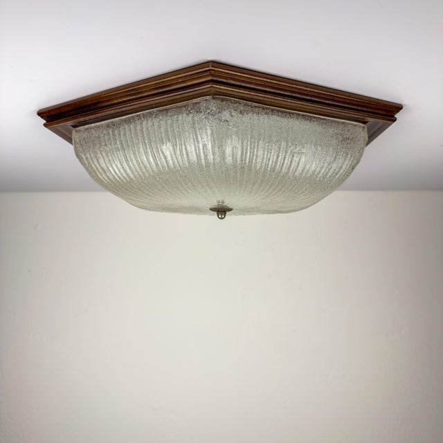 Brown Vintage Ice Murano Glass Ceiling Lamp, Italy, 1980s For Sale - Image 8 of 18