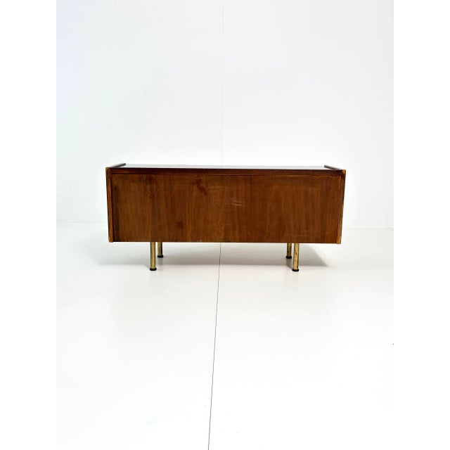 Vintage Two-Tone Wood Sideboard with Black Glass Top, 1960s For Sale - Image 13 of 18