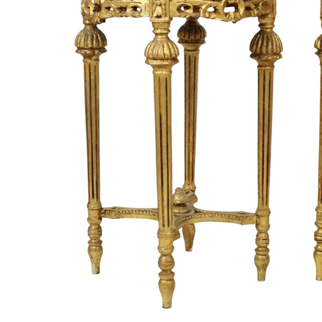 Gold Antique Empire French Side Tables Plant Tables in Marble, 1890s, Set of 2 For Sale - Image 8 of 18