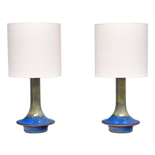 Table Lamps in Glazed Stoneware by Einar Johansen for Søholm, Denmark, 1960s, Set of 2 For Sale