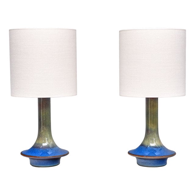 Table Lamps in Glazed Stoneware by Einar Johansen for Søholm, Denmark, 1960s, Set of 2 For Sale