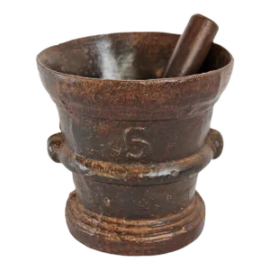Antique Cast Iron Mortar & Pestle
