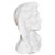 Cast in pure white plaster, this bust sculpture depicts the face of a Native American warrior. His long hair is pulled to...