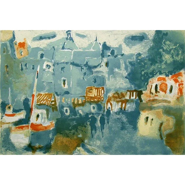 Late 20th Century "Honfleur" Impressionist Style French Lithograph Print by Robert Delval For Sale
