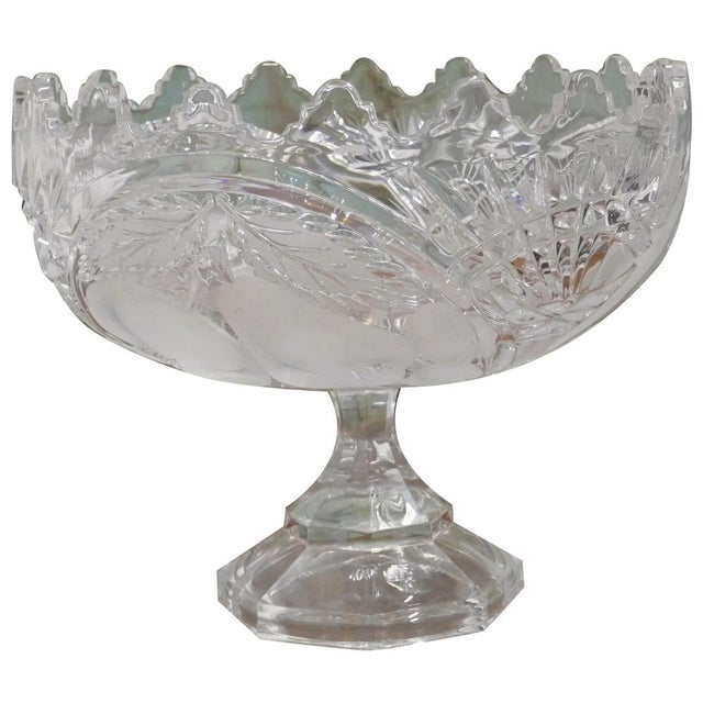 Large French Tazza Etched Cristal Pedestal Fruit Dish, 1960s For Sale - Image 6 of 6
