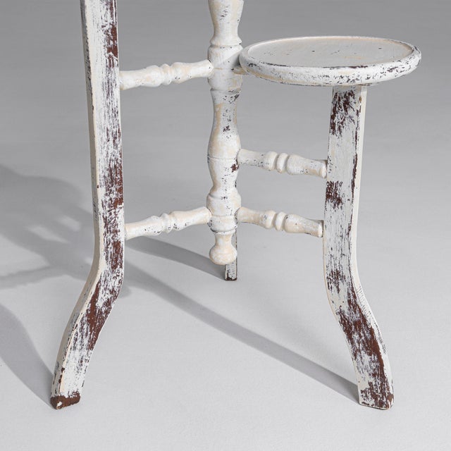Wood 1950s French White Patinated Plant Stand For Sale - Image 7 of 18