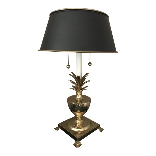 Bombay Company Brass Pineapple Lamp With Tole Shade Chairish