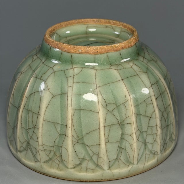 Ceramic Antique Longquan Celadon Lotus Petal Lidded Bowl, Chinese Ceramic Vessel For Sale - Image 7 of 8