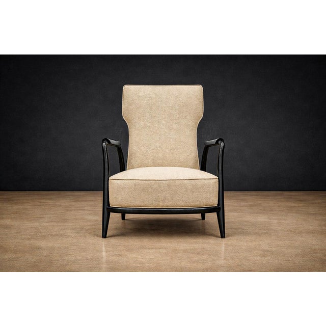 Wood Armchair in Black Hardwood & Chenille, Giuseppe Scapinelli, 1950s - Lot 584 For Sale - Image 7 of 12