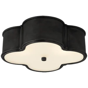 Alexa Hampton for Visual Comfort Signature Basil 17" Flush Mount in Gun Metal with Frosted Glass
