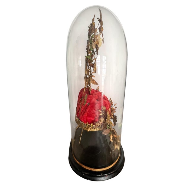 Wood 19th-C.French Victorian Bridal Wedding Glass Cloche For Sale - Image 7 of 16