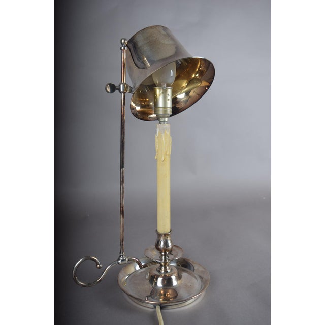 Metal Vintage Bouillotte Silver-Plated Table Lamp with Adjustable Shade, 1980s For Sale - Image 7 of 10