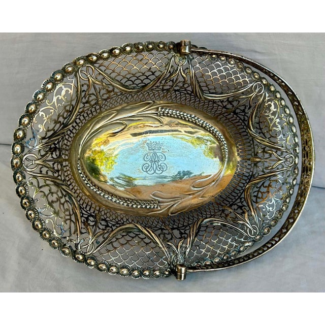 Rare 18th Century English Sterling Silver Cake Basket by Burrage & Davenport, Circa 1775 For Sale - Image 11 of 11