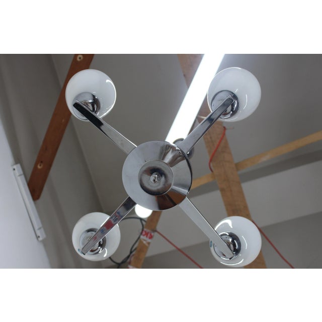 Glass Mid-Century Chandelier, 1950s For Sale - Image 7 of 9