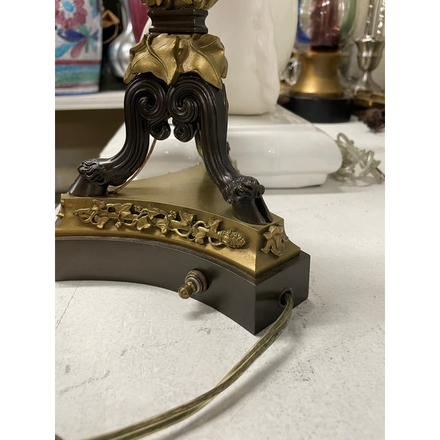 Pair of French Empire Revival Candelabra Lamps Bronze For Sale - Image 15 of 17