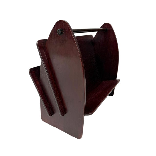 Maroon Art Deco Amsterdamse School Magazine Rack from Paul Bromberg, 1920s For Sale - Image 8 of 12