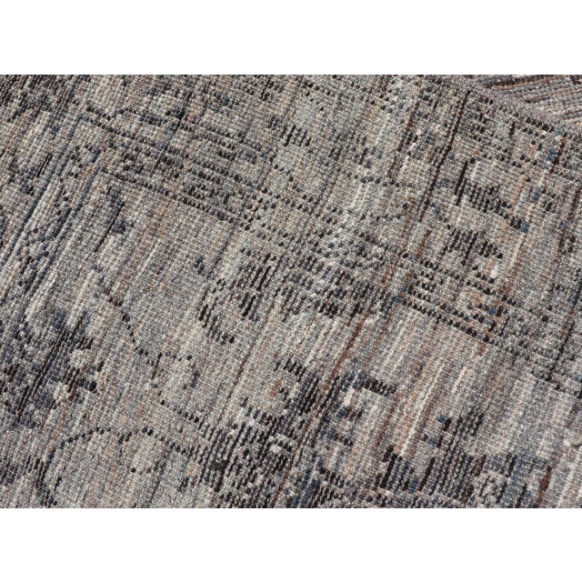 Modern Oushak Designed Runner in Wool With Floral Design in Earthy Tones 3'2 X 10'0 For Sale - Image 12 of 12