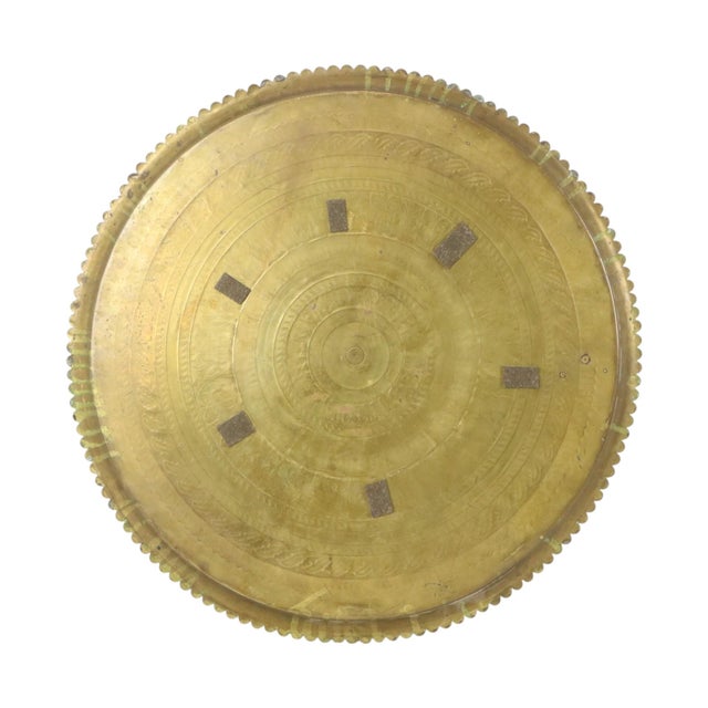 Large Oriental Brass Serving Tray with Floral and Geometric Pattern, 1920s For Sale - Image 16 of 18