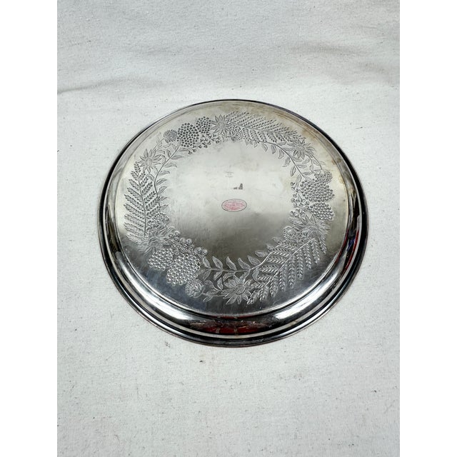 Vintage Floral Design Silver Plated Serving Tray For Sale In New Orleans - Image 6 of 8