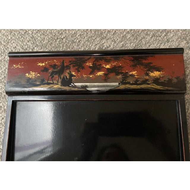 Black Vintage Lacquer Tray From Vietnam For Sale - Image 8 of 13
