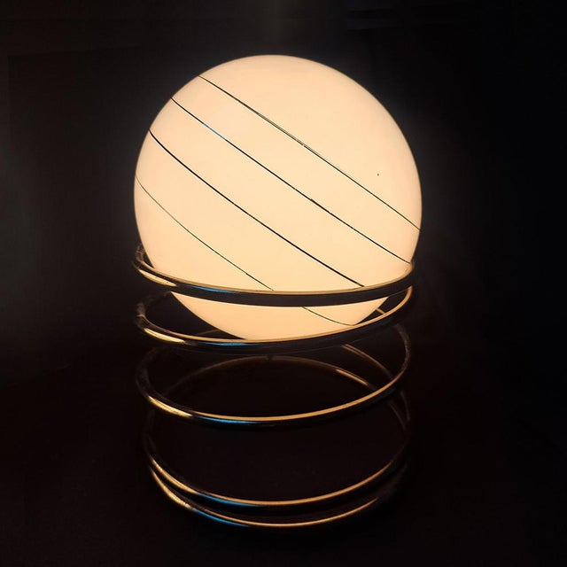 Hollywood Regency Glass Globe Table Lamp from Massive, Belgium For Sale - Image 4 of 7