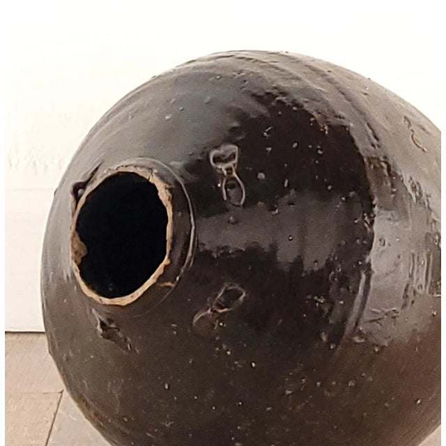 Asian Brown Stoneware Martaban Jar China 19th Century For Sale - Image 3 of 5