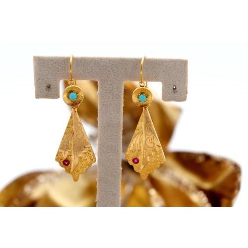 Olive Leaf Shaped Gold Earrings, Set of 2 For Sale - Image 3 of 6