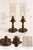 A wonderfully atmospheric pair of vintage etched-glass hurricane lamps, newly elevated with a rich aged-antique-bronze...
