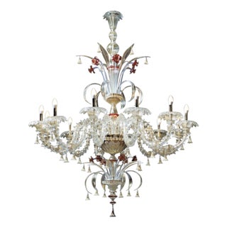 Ca Rezzonico III 12 Lights Chandelier in Gold Plate and Murano Glass by Aggiolight For Sale