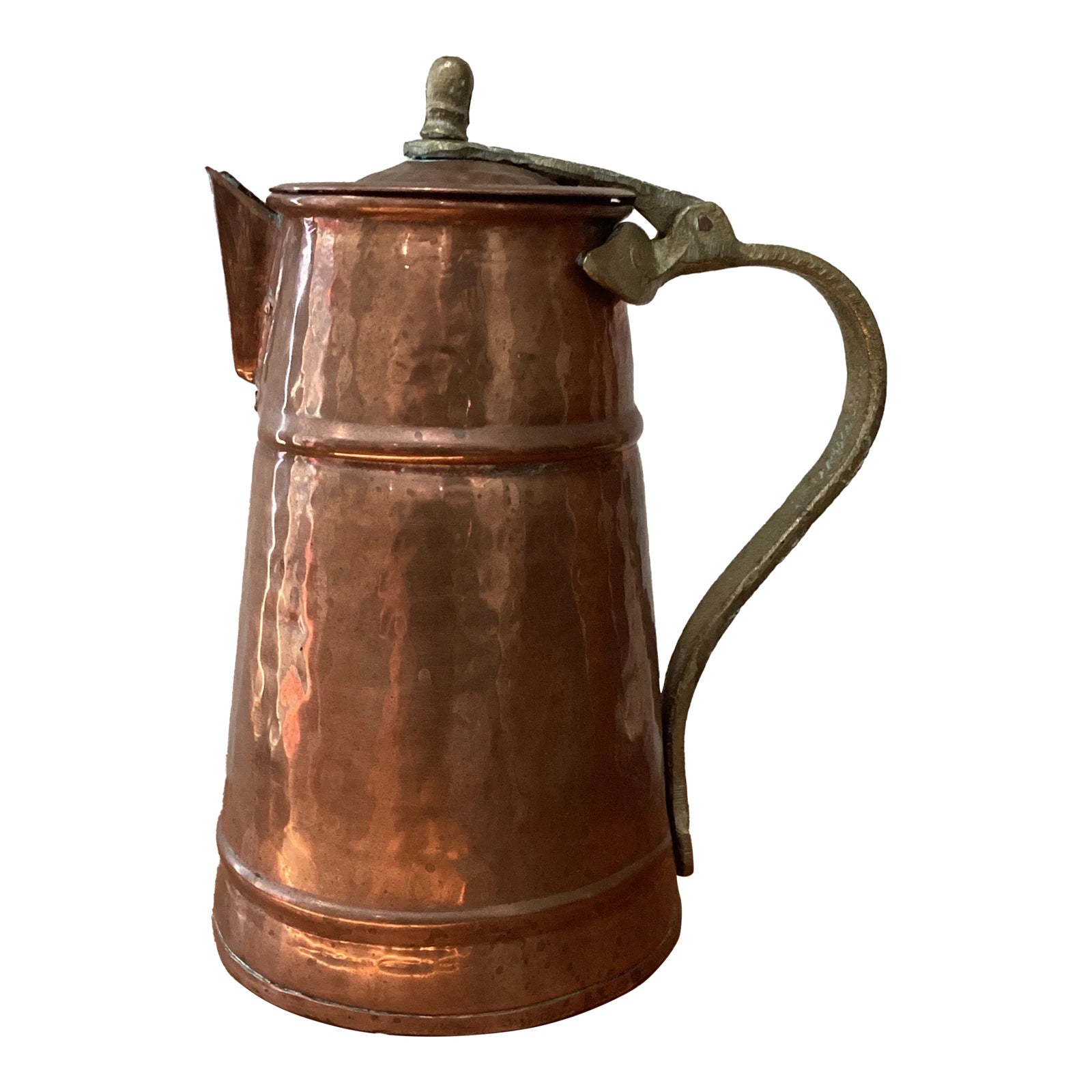 Vintage Hammered Copper Coffee Pot Original Patina | Chairish