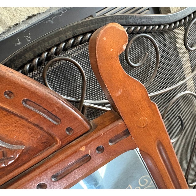 Brown Antique Carved Hall Mirror, Solid Wood With Pinecone Tree of Life Motif For Sale - Image 8 of 10