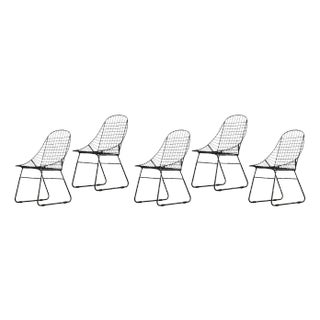 Scandinavian Mid-Century Modern Minimalist Black Wire Prototype Chair, 1960s, Set of 5 For Sale