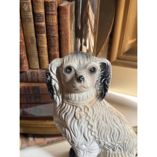 Charming vintage Staffordshire-style seated spaniel dog figurine with wonderful timeworn character. Inspired by the...
