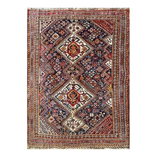 Antique Persian Qashqai Rug 4'8" X 6'3" For Sale