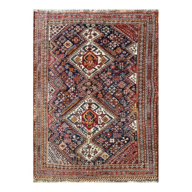 Antique Persian Qashqai Rug 4'8" X 6'3" For Sale