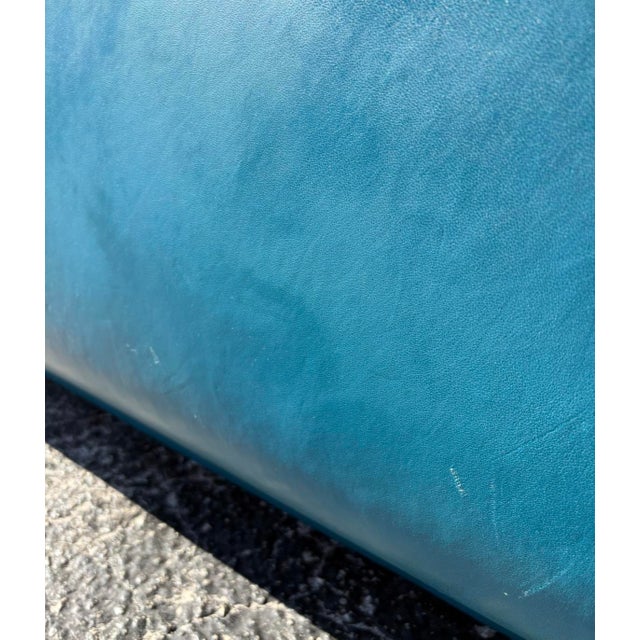 Postmod Teal Leather Sofa For Sale - Image 11 of 18