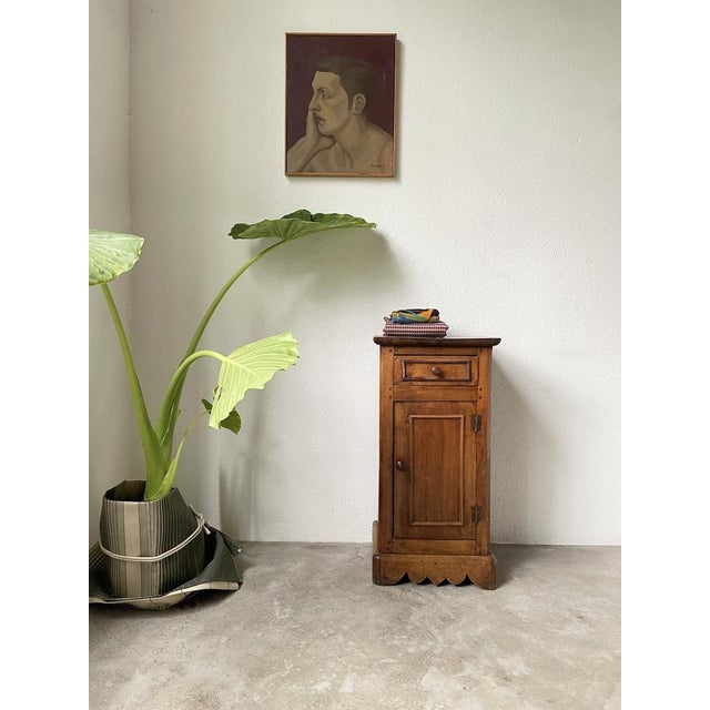 Wood Rustic Oak Bedside Table, 1900s For Sale - Image 7 of 18