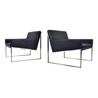 Contemporary Fabien Baron for Bernhardt B3 Leather Lounge Chairs – A Pair For Sale