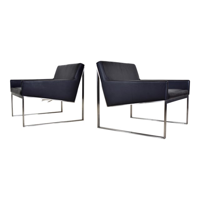 Contemporary Fabien Baron for Bernhardt B3 Leather Lounge Chairs – A Pair For Sale