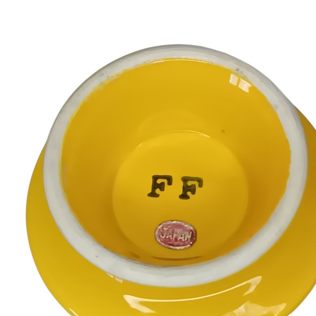 Ceramic Vintage Retro Personal Ashtray Ceramic Bright Yellow by Fitz and Floyd Deep Bowl - MCM For Sale - Image 7 of 9