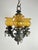 Mid-Century Brutalist iron and glass chandelier, 1960s 3 lights, E14 lamps. Intact and working, good condition. Height 50...