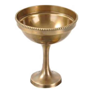 Vintage Distressed Gilded Footed Bowl With Beaded Rim