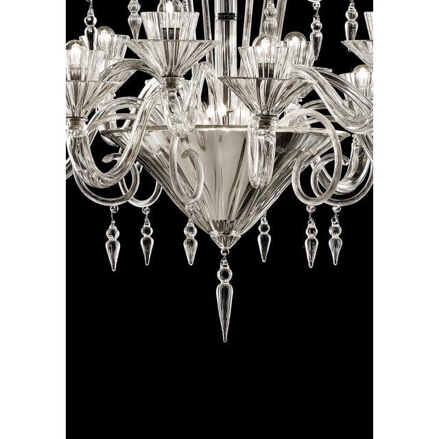 Scenographic venetian chandelier in transparent Murano glass . 12 lights for an imperial chandelier in contemporary and...