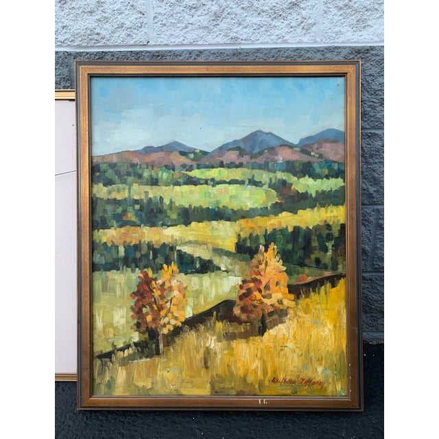 Mustard French Countryside Landscape Oil Painting Framed For Sale - Image 8 of 13