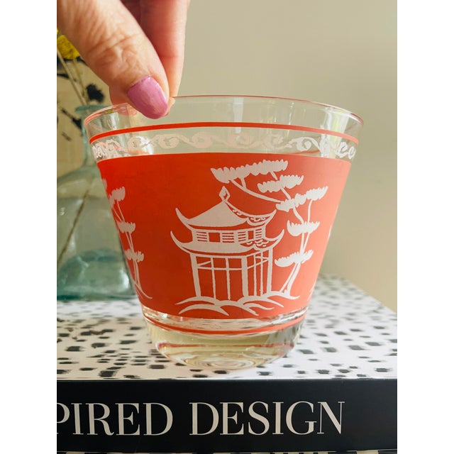 Vintage Pink Chinoiserie Glass Ice Bucket For Sale - Image 4 of 8