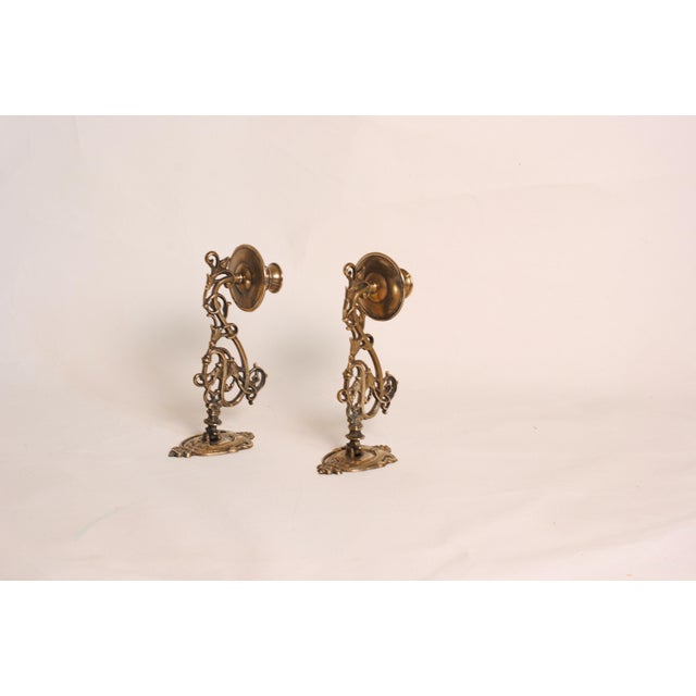 Art Nouveau Brass Wall Candlesticks, 1890s, Set of 2, in Very Good conditions. Designed 1890 to 1919