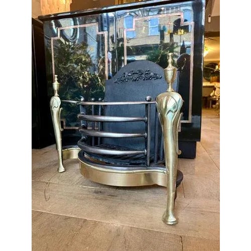 English Queen Anne Wrought Iron and Brass Fire Grate, 1890s For Sale - Image 9 of 11