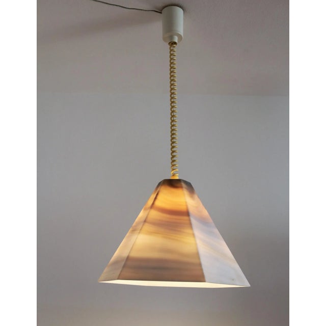 Mid-Century Modern Pendant Lamp in Glass with Marble Effect and Curly Cable, 1970s For Sale - Image 11 of 14