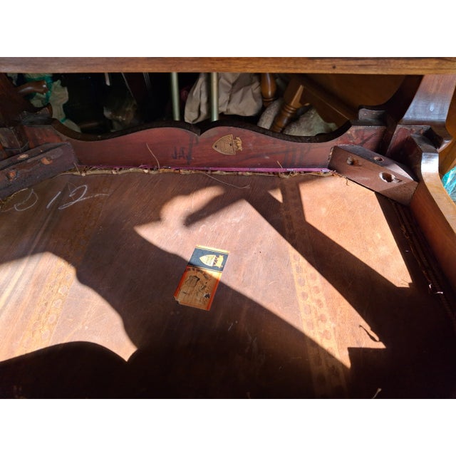 Early 20th Century Maddox Colonial Queen Anne Mahogany and Upholstered Bench For Sale - Image 9 of 9