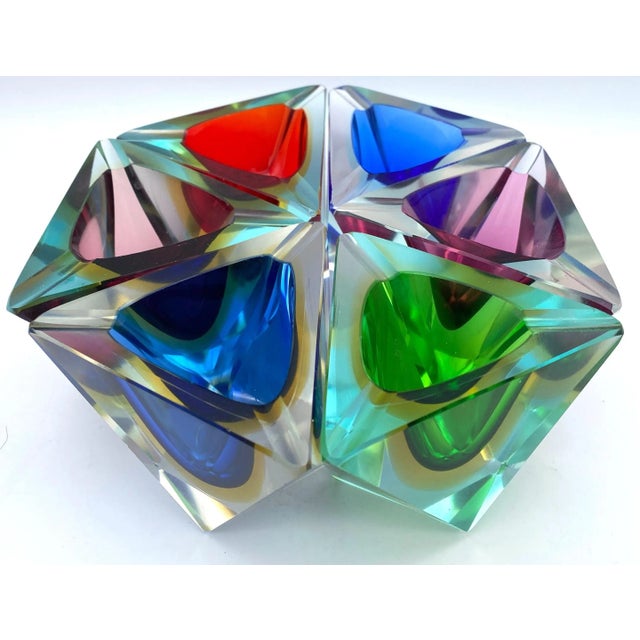 Mod Colorful Hexagonal Nesting Murano Ashtrays Attributed Flavio Poli- Seguso Italy, Circa 1970s A set of Mod Colorful...